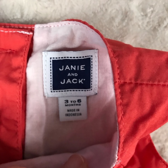 Janie and Jack Baby Girl Summer Top Coral White Colorblock Size 3-6 Months - Picture 3 of 5